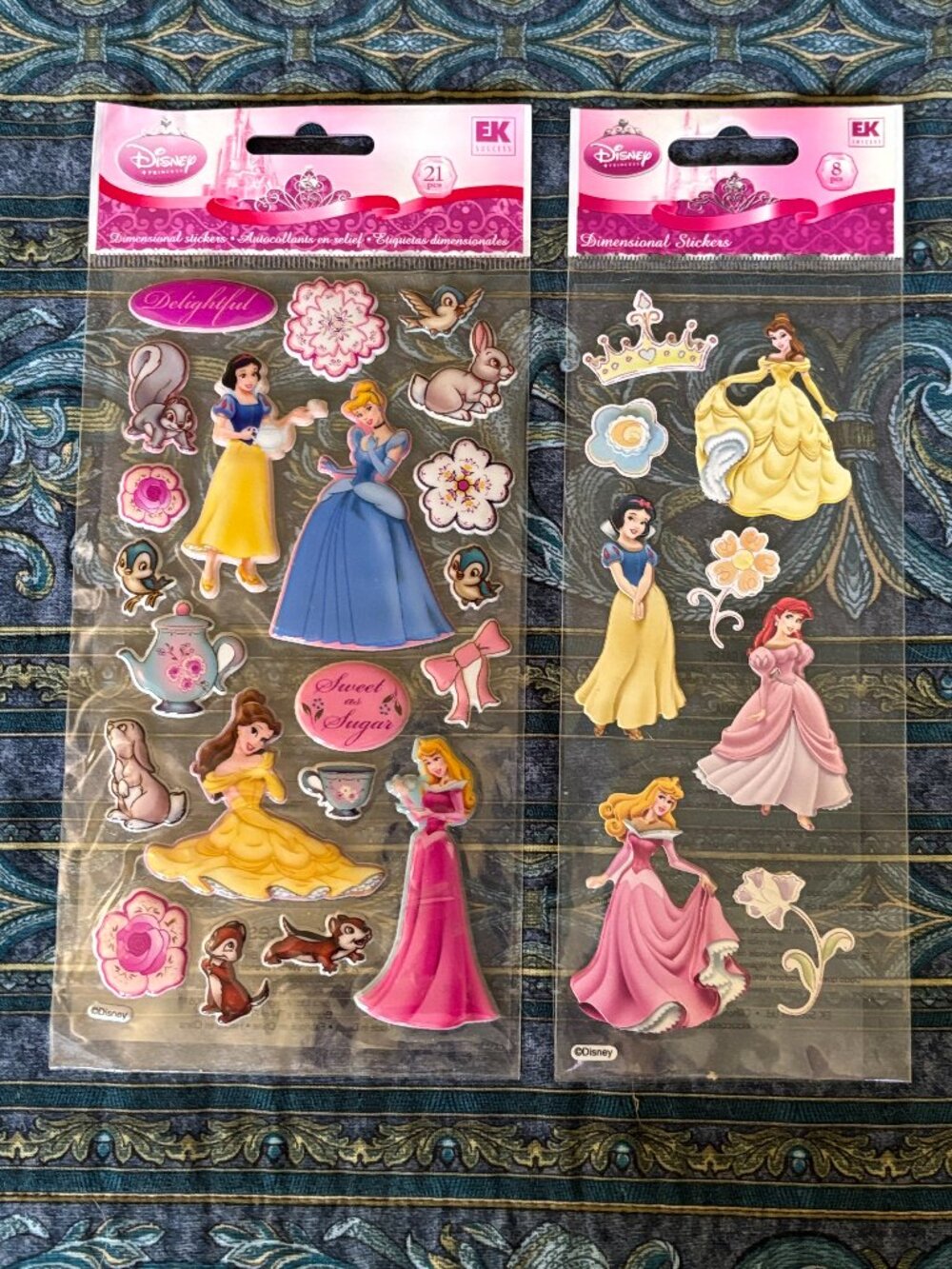 2 Pack Disney Princess Dimensional Stickers (21 pc & 8 pc) - NWT